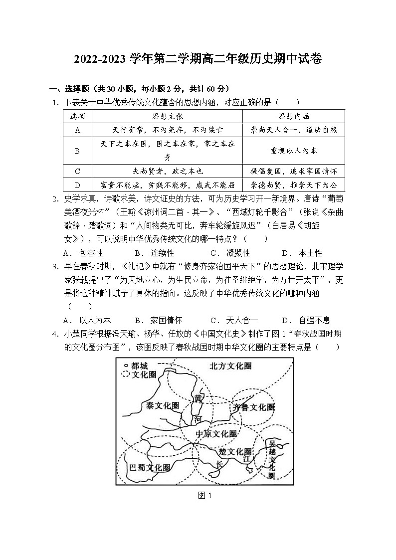 新疆维吾尔自治区塔城地区2022-2023学年高二下学期期中考试历史试题第1页