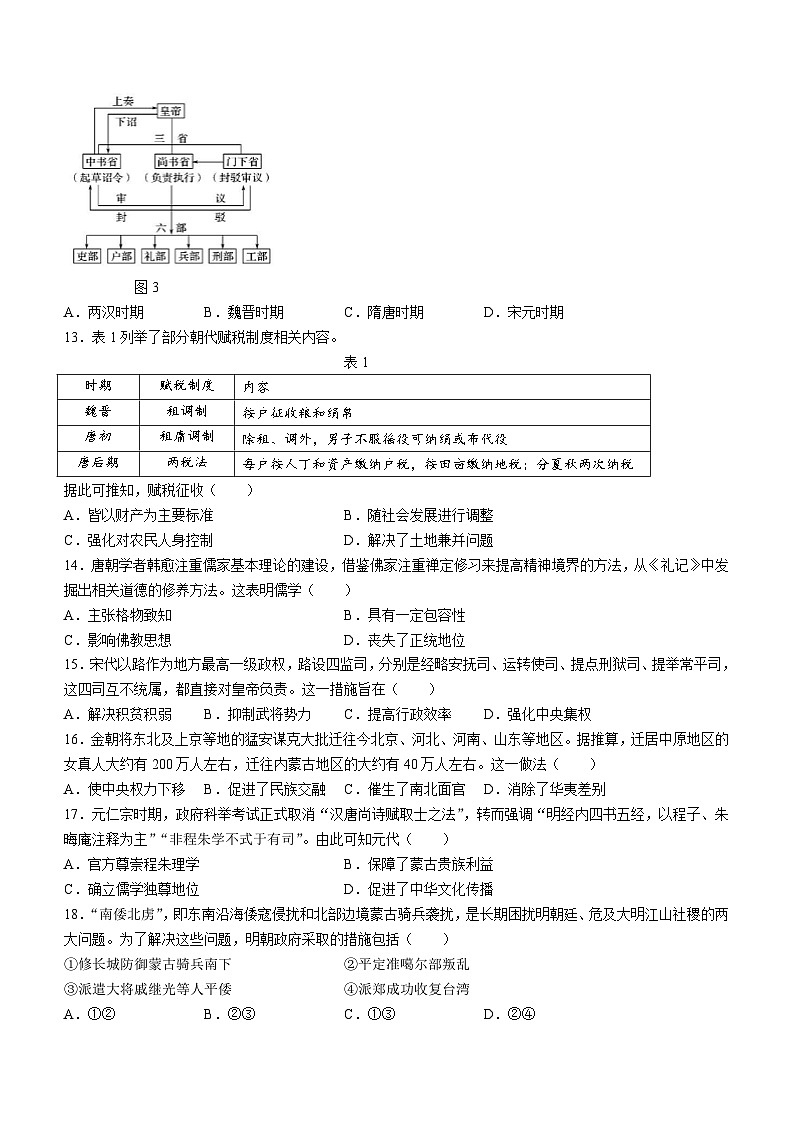 辽宁省丹东市2023-2024学年高一上学期期中教学质量调研测试历史试题第3页