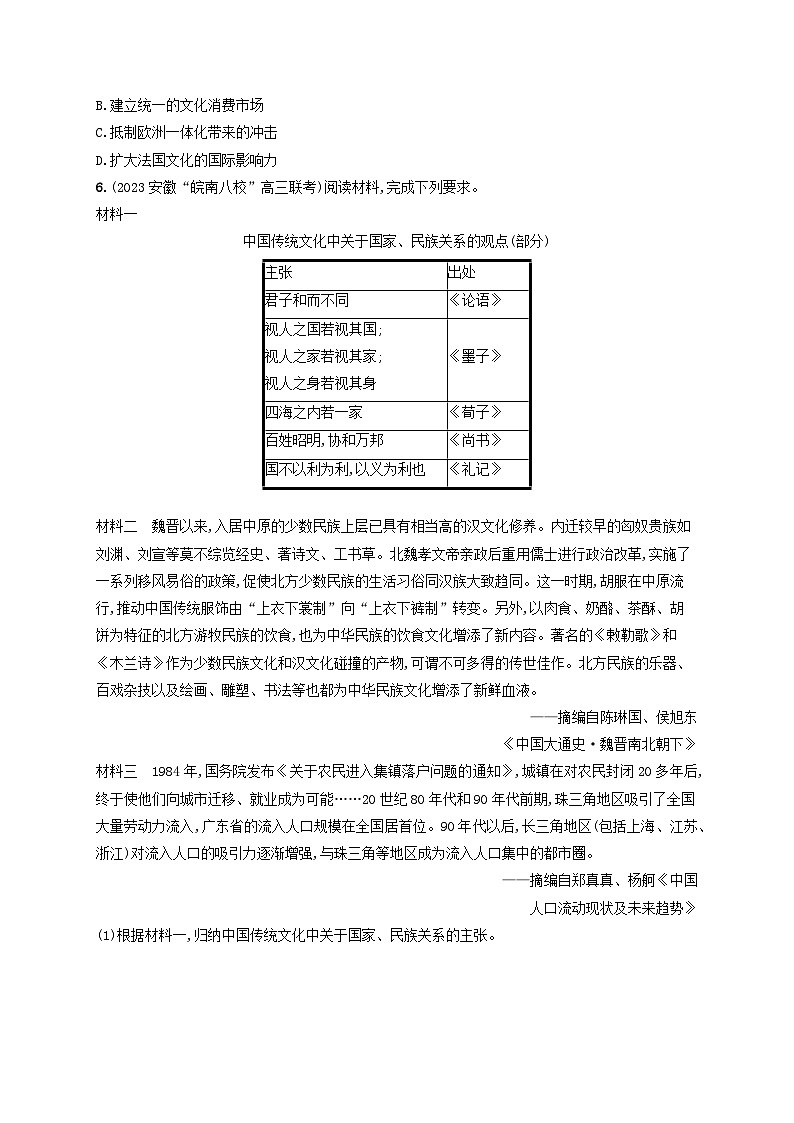 适用于老高考旧教材2024版高考历史二轮复习热点预测练训练4传统文化道德修养（附解析）第2页