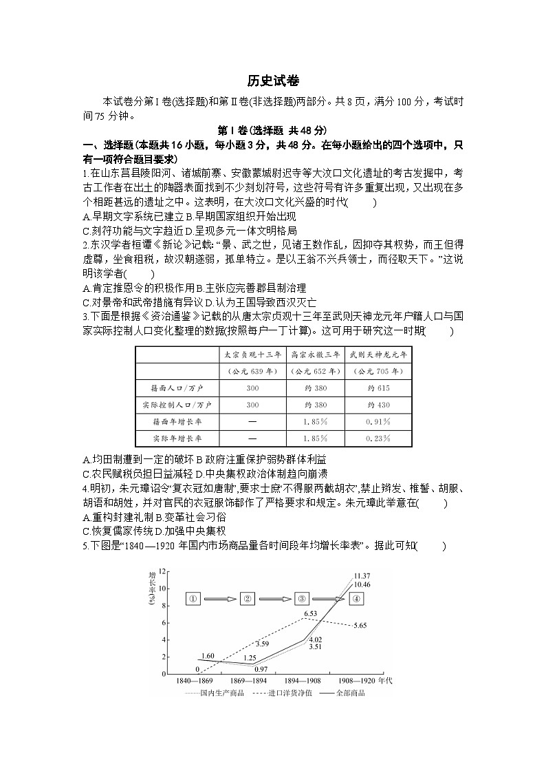河北省承德市部分高中2023-2024学年高三上学期期中联考历史试题01