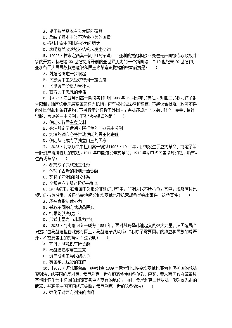 2024版新教材高中历史第六单元世界殖民体系与亚非拉民族独立运动第十三课亚非拉民族独立运动课时作业部编版必修中外历史纲要下03