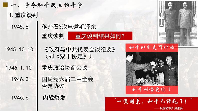 人教统编版 高中历史 必修 中外历史纲要（上）第24课 人民解放战争-课件06