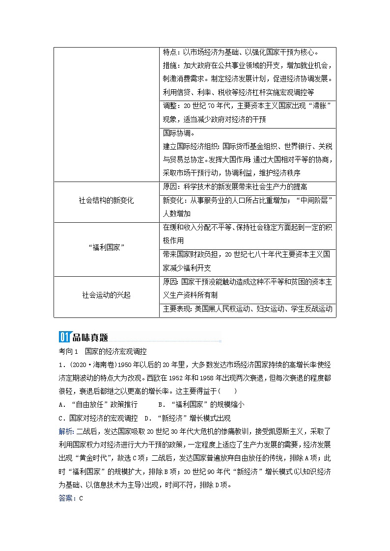 2024届高考历史二轮专题复习与测试板块三专题十六20世纪以来的世界经济变革与社会生活微专题1资本主义国家的经济新变化第2页