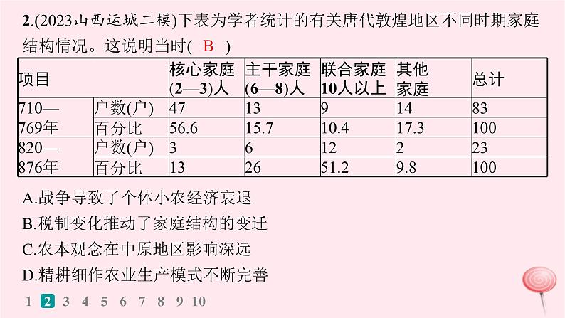 适用于新高考新教材通史版2024版高考历史二轮复习题型强化练训练2比较变化类选择题课件05