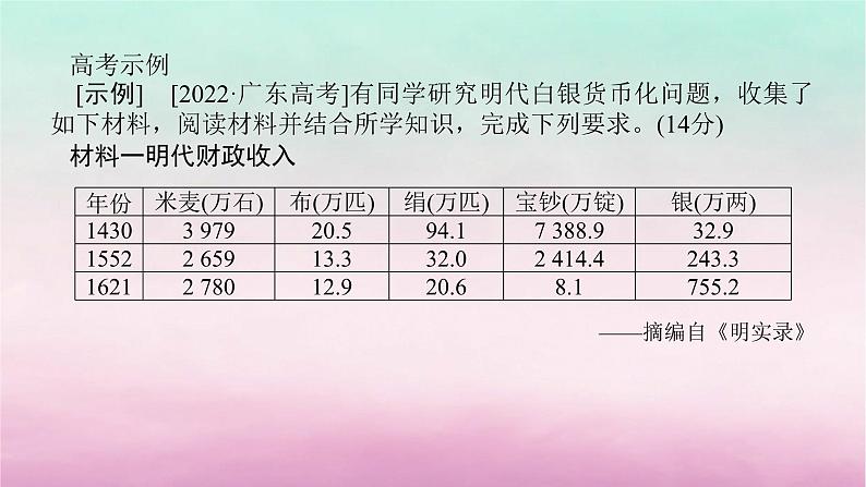 新教材专题版2024高考历史二轮专题复习第二部分第四讲　题型快攻__多视角2大题型诠释规范答题题型二课件第6页