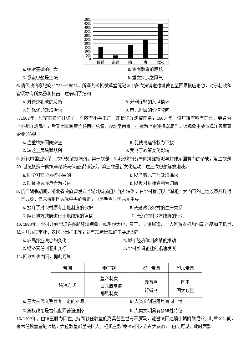 2024广东省六校（清中、河中、北中、惠中、阳中、茂中）高三上学期12月联合摸底考试历史含答案第2页