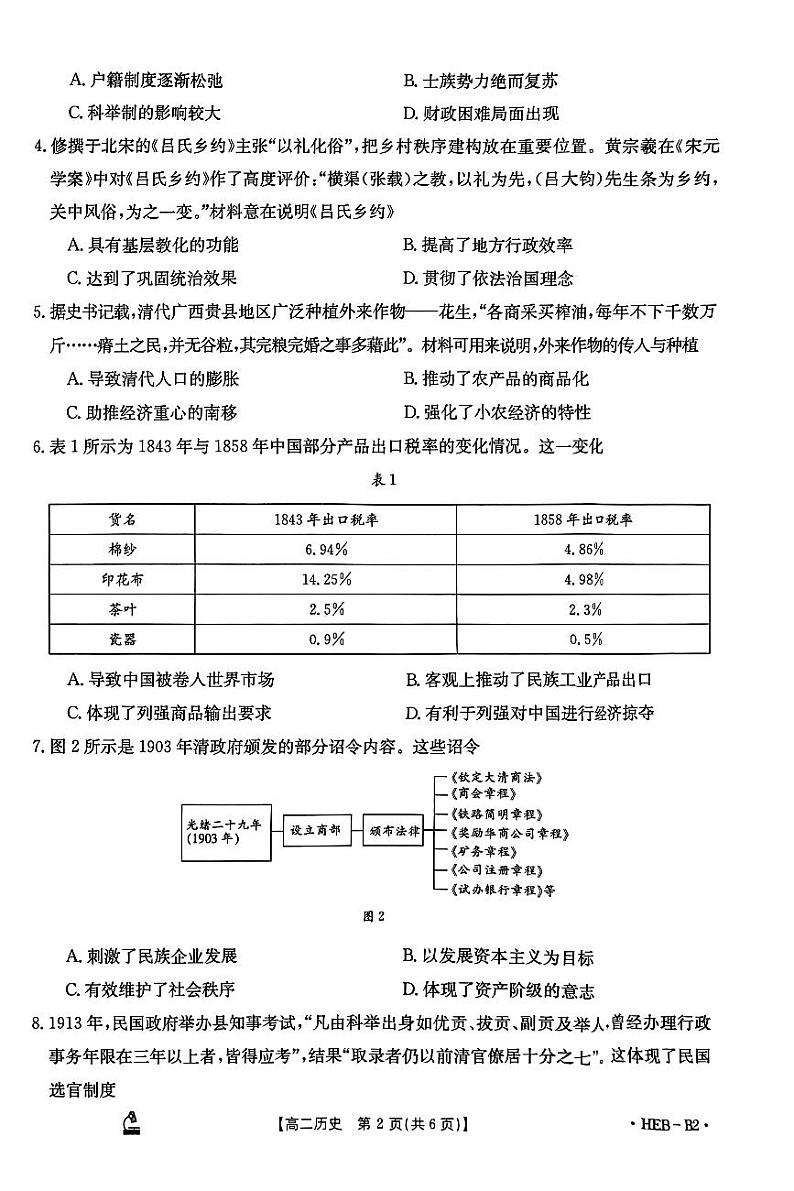 2024保定部分高中高二上学期12月联考试题历史PDF版含答案02
