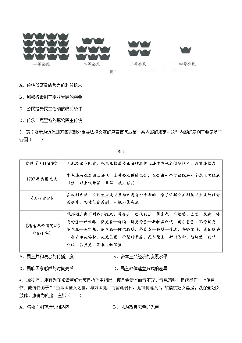 2023-2024学年贵州省贵阳一中等部分学校高二上学期期中联考历史试题含答案第2页