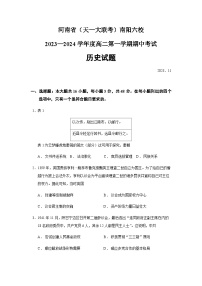 2023-2024学年河南省（天一大联考）南阳六校高二第一学期期中考试历史试题含答案