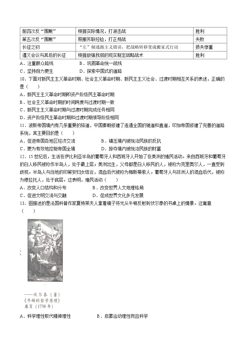 重庆市巴蜀中学2023-2024学年高三上学期适应性月考（五）历史试题03