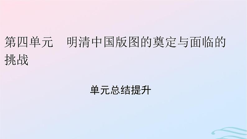 新教材2023_2024学年高中历史第四单元明清中国版图的奠定与面临的挑战单元总结提升课件部编版必修中外历史纲要上01