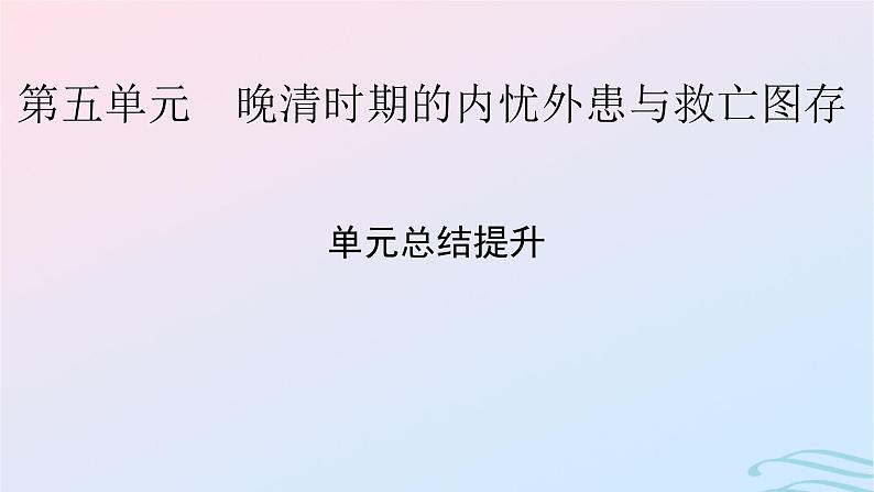 新教材2023_2024学年高中历史第五单元晚清时期的内忧外患与救亡图存单元总结提升课件部编版必修中外历史纲要上01