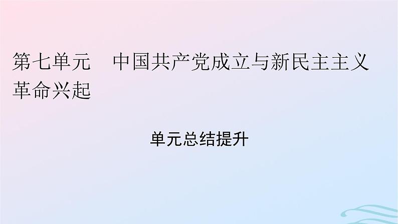 新教材2023_2024学年高中历史第七单元中国共产党成立与新民主主义革命兴起单元总结提升课件部编版必修中外历史纲要上01