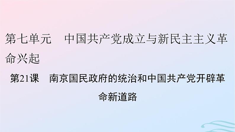 新教材2023_2024学年高中历史第七单元中国共产党成立与新民主主义革命兴起第二十一课南京国民政府的统治和中国共产党开辟革命新道路课件部编版必修中外历史纲要上01