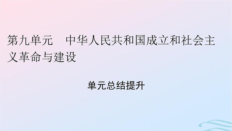 新教材2023_2024学年高中历史第九单元中华人民共和国成立和社会主义革命与建设单元总结提升课件部编版必修中外历史纲要上01