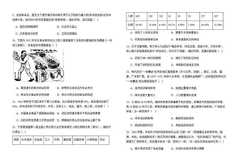 2023-2024学年山东省济宁市实验中学高二上学期10月月考历史试题含答案第2页
