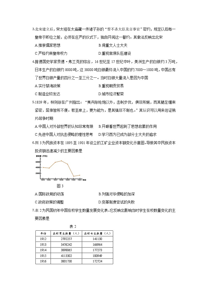 山东省济宁市第一中学2023-2024学年高三上学期12月月考历史试题第2页