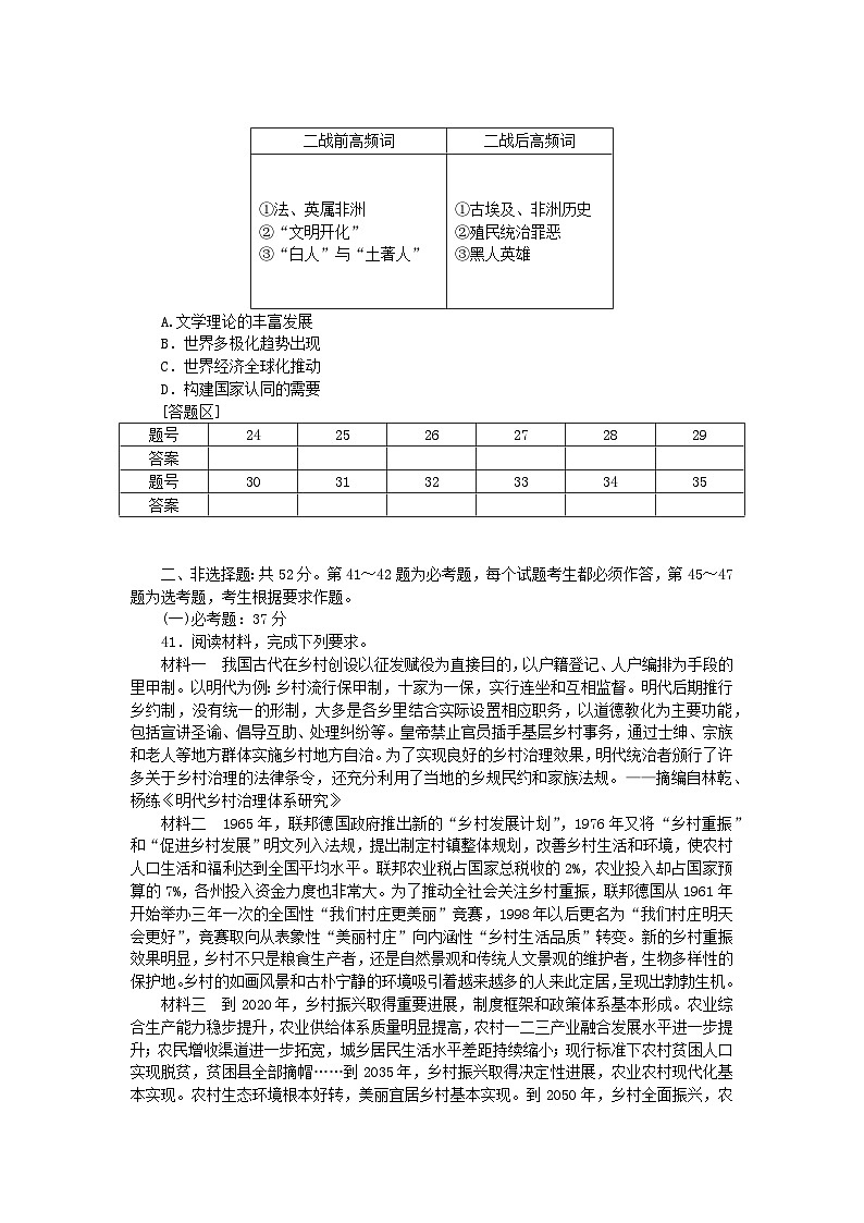 统考版2024届高考历史二轮专项分层特训卷第四部分仿真模拟标准练1第3页