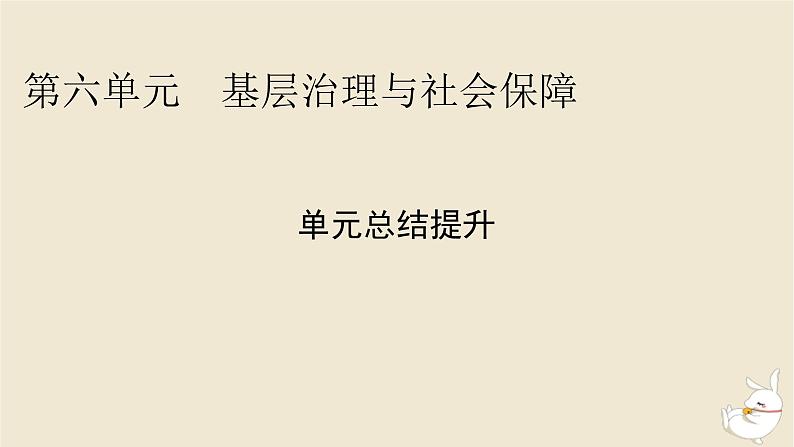 新教材2024版高中历史第六单元基层治理与社会保障单元总结提升课件部编版选择性必修1第1页