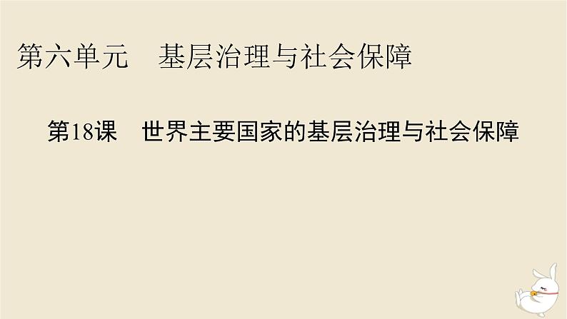 新教材2024版高中历史第六单元基层治理与社会保障第十八课世界主要国家的基层治理与社会保障课件部编版选择性必修1第1页