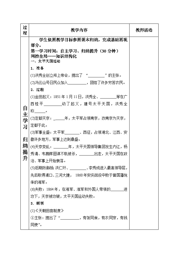 高中必修中外历史纲要（上）历史第17课《国家出路的探索与列强侵略的加剧》教学设计-统编人教版02