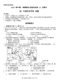 2024丽水发展共同体高一上学期12月联考试题历史含答案