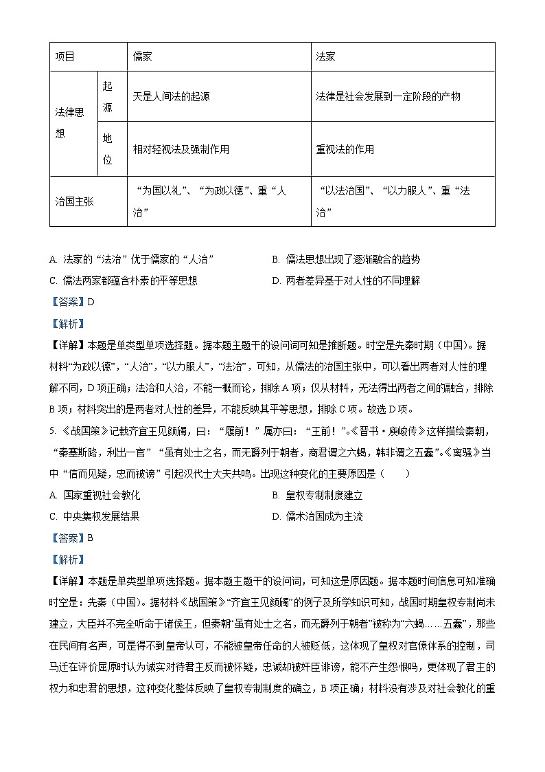 重庆市荣昌中学2023-2024学年高一上学期第二次月考历史试题（Word版附解析）03