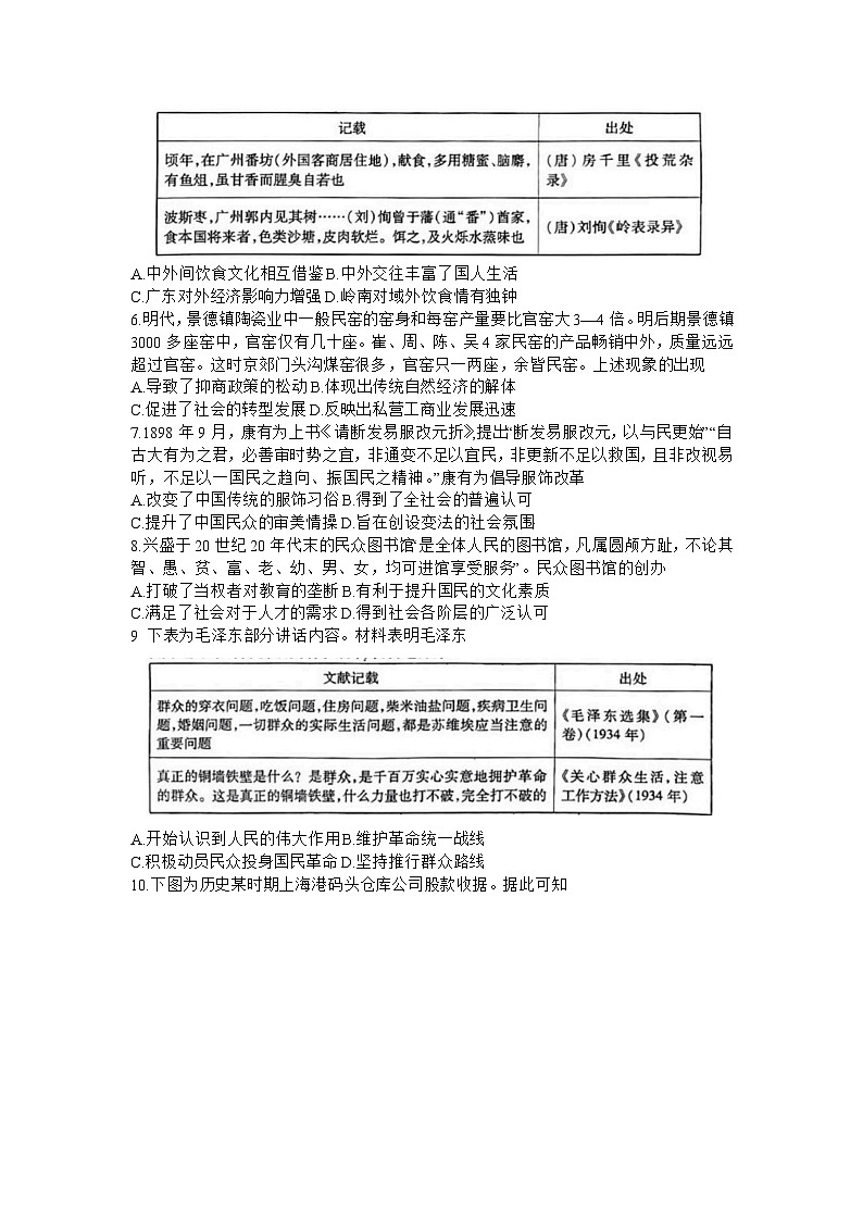 广东省衡水金卷2023-2024学年高三上学期12月联考历史试题及答案02