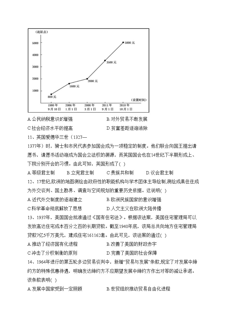 湖北省部分省级示范高中（四校联考）2022-2023学年高二上学期期末联考测试历史试卷(含答案)第3页