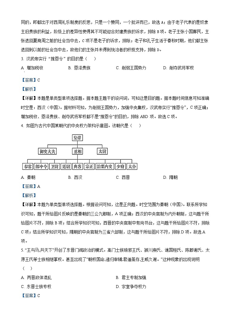 四川省兴文第二中学2023-2024学年高一上学期12月月考历史试题（Word版附解析）第2页