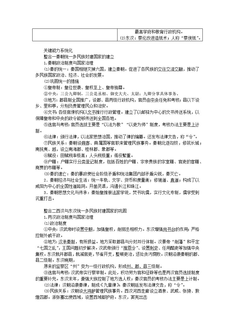新教材通史版2024高考历史二轮专题复习第一部分第一编中国古代史步骤一第二讲中华文明的形成与发展__秦汉时期公元前221～公元220年教师用书第2页