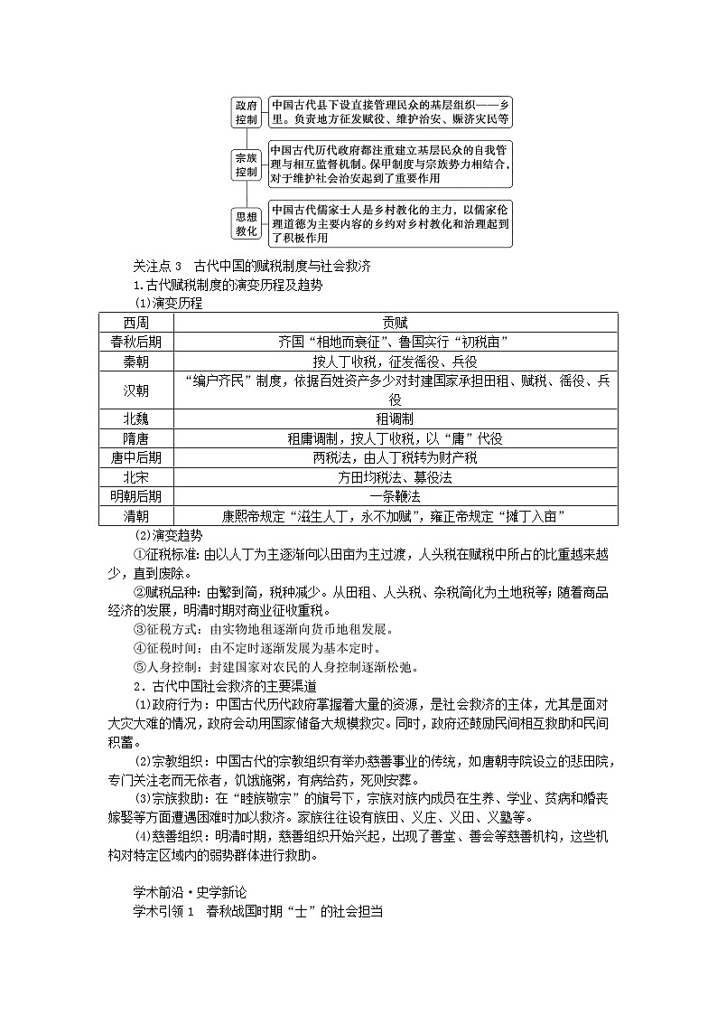 新教材专题版2024高考历史二轮专题复习第一部分第一编中国古代史步骤三话题一经国序民__古代中国的法律教化与社会基层治理教师用书第2页