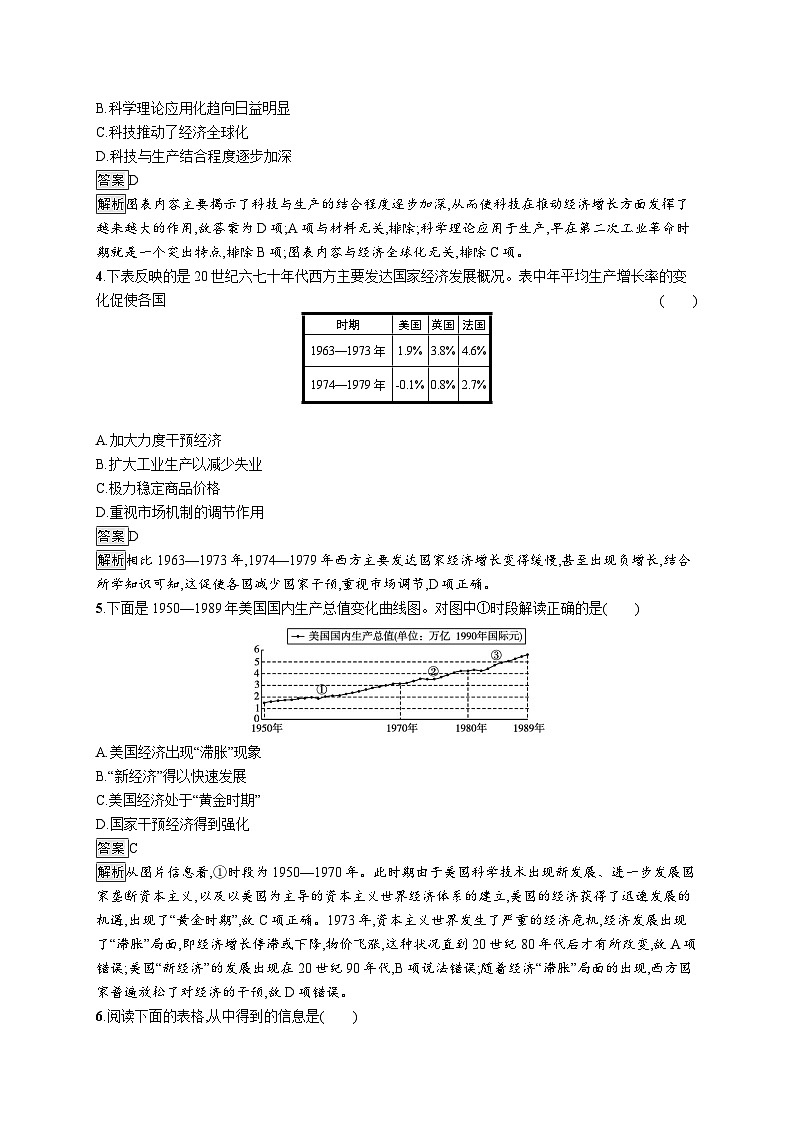 高中历史 统编版 必修中外历史纲要（下）第19课　资本主义国家的新变化-同步练习02