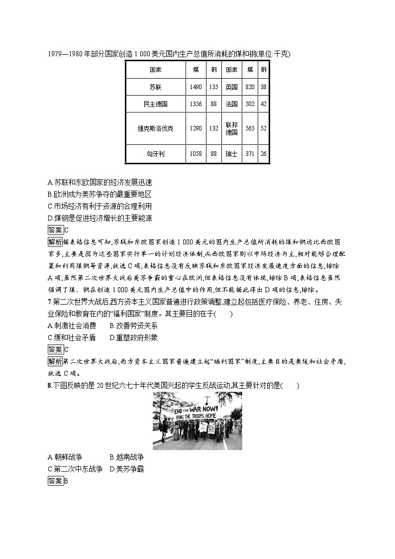 高中历史 统编版 必修中外历史纲要（下）第19课　资本主义国家的新变化-同步练习03