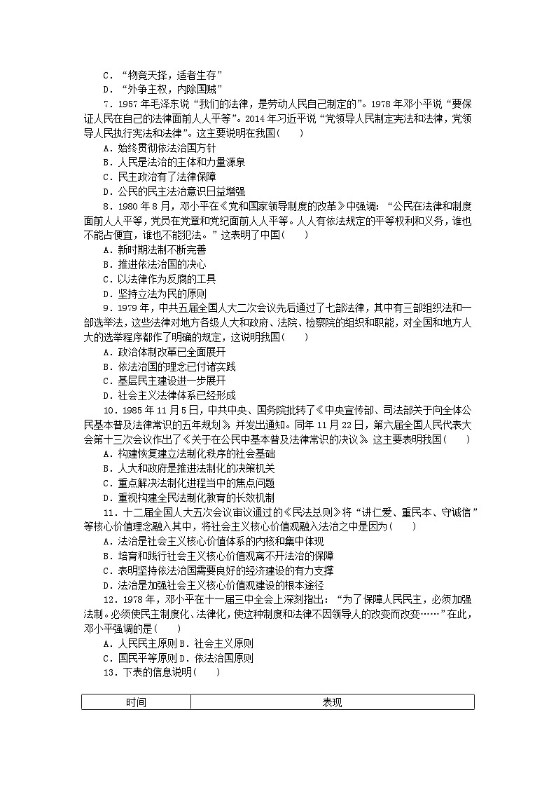 新教材2023版高中历史课时作业十当代中国的法治与精神文明建设部编版选择性必修1第2页