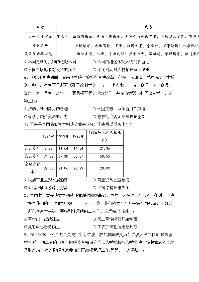 渭南市尚德中学2024届高三上学期期中考试历史试卷(含答案)第2页