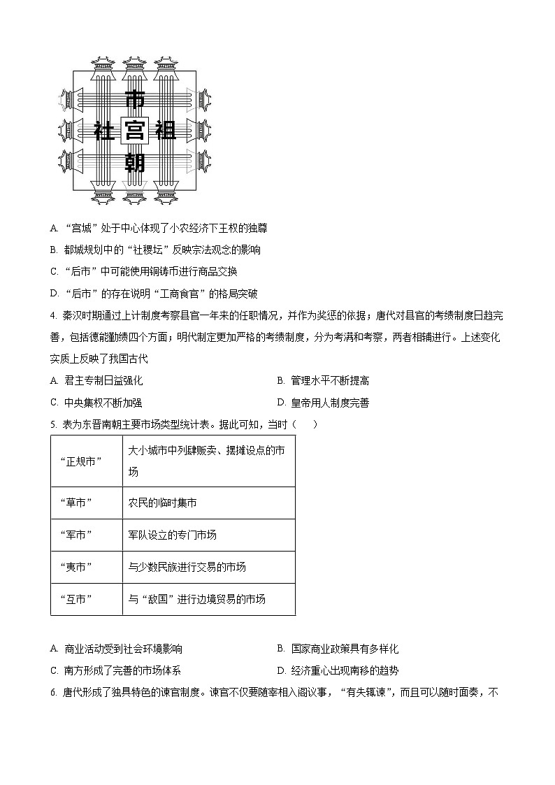 2024枣庄三中高二上学期12月质量检测试题历史含解析02