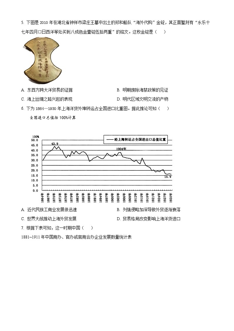 湖南省衡阳市第八中学2024届高三上学期12月月考历史02