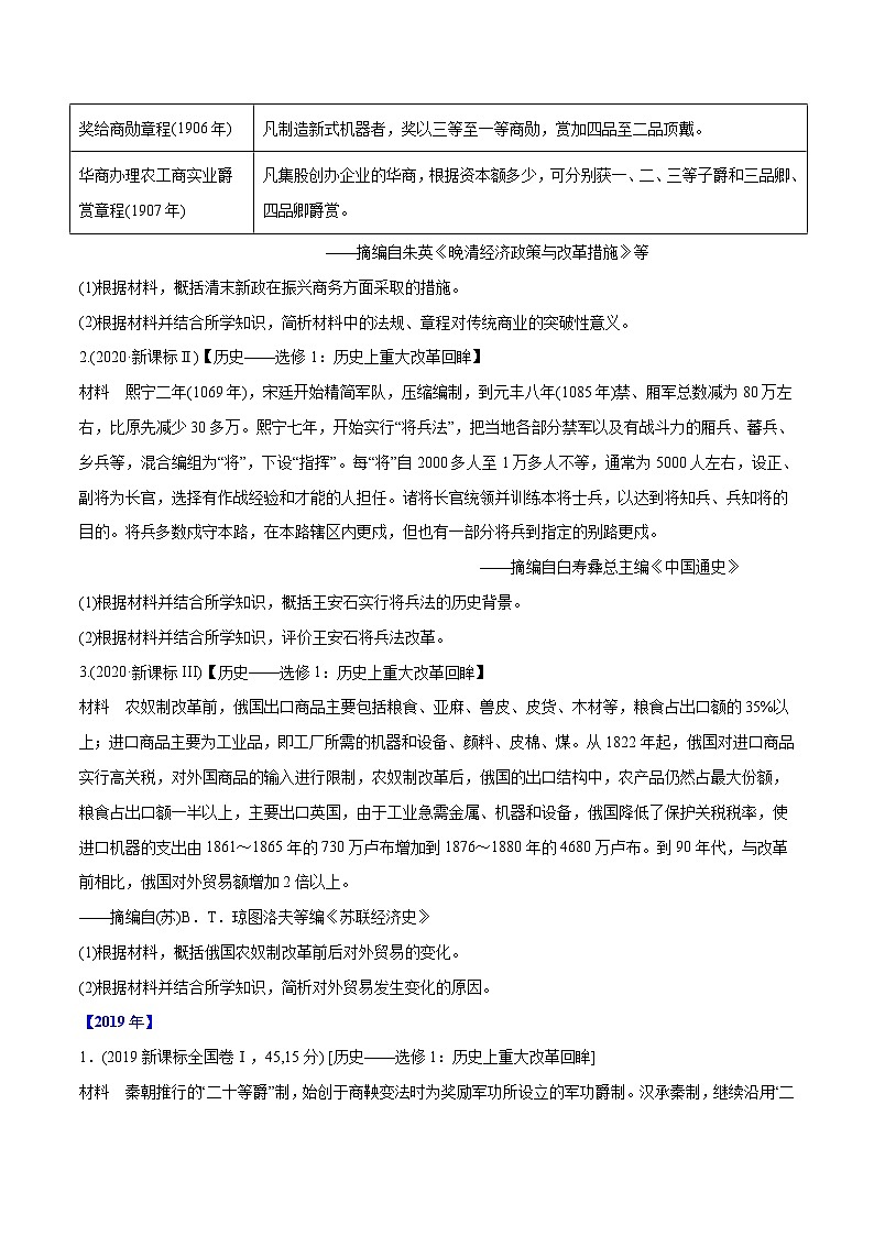 专题18 历史上重大改革回眸（学生版）2012-2021年高考历史真题分专题训练 第3页