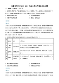 安徽省宿州市2023-2024学年高三第三次调研考试历史试题（解析版）