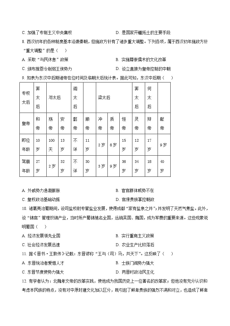 河南省实验顶级名校2023-2024学年高一上学期期中考试 历史（解析版）02