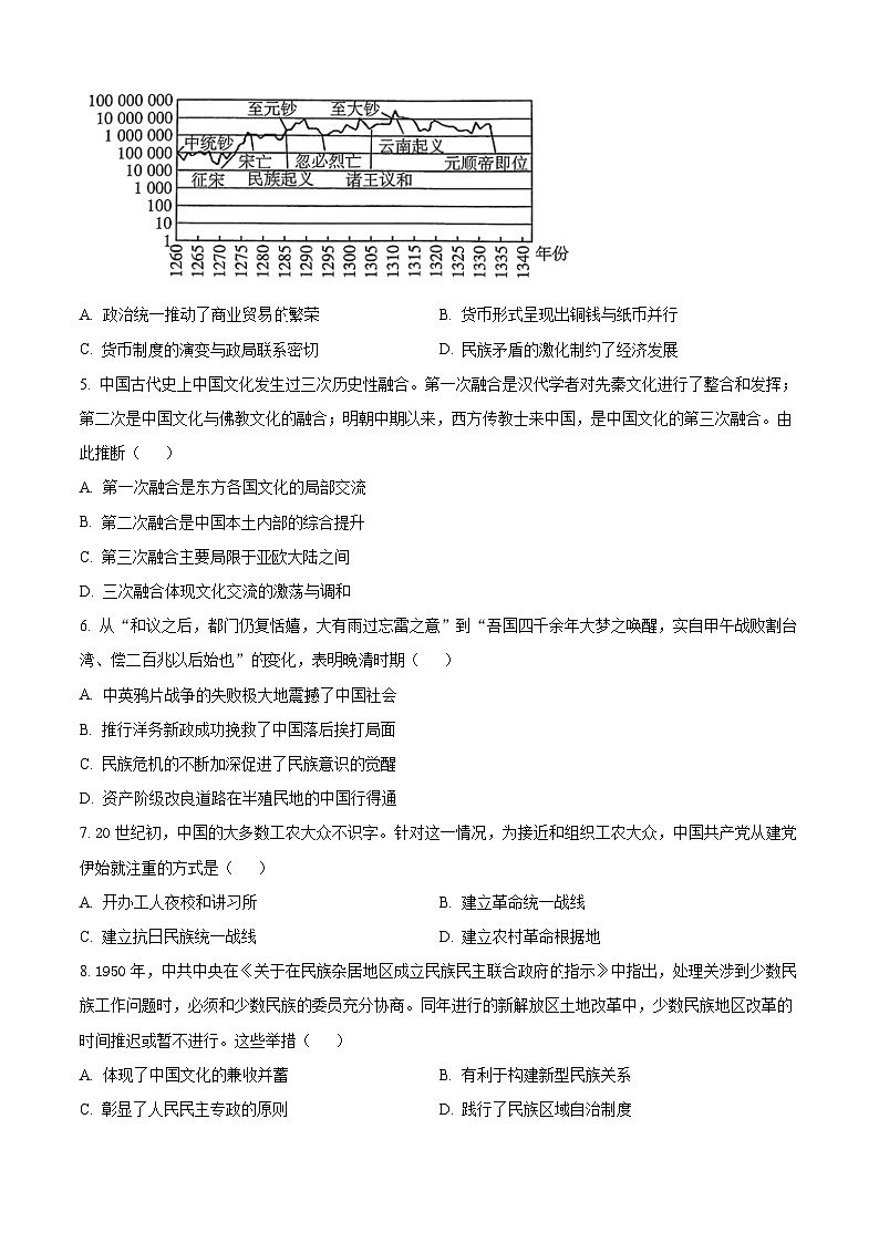 浙江省温州市四校2023-2024学年高三上学期第一次联考历史试题（原卷版）第2页