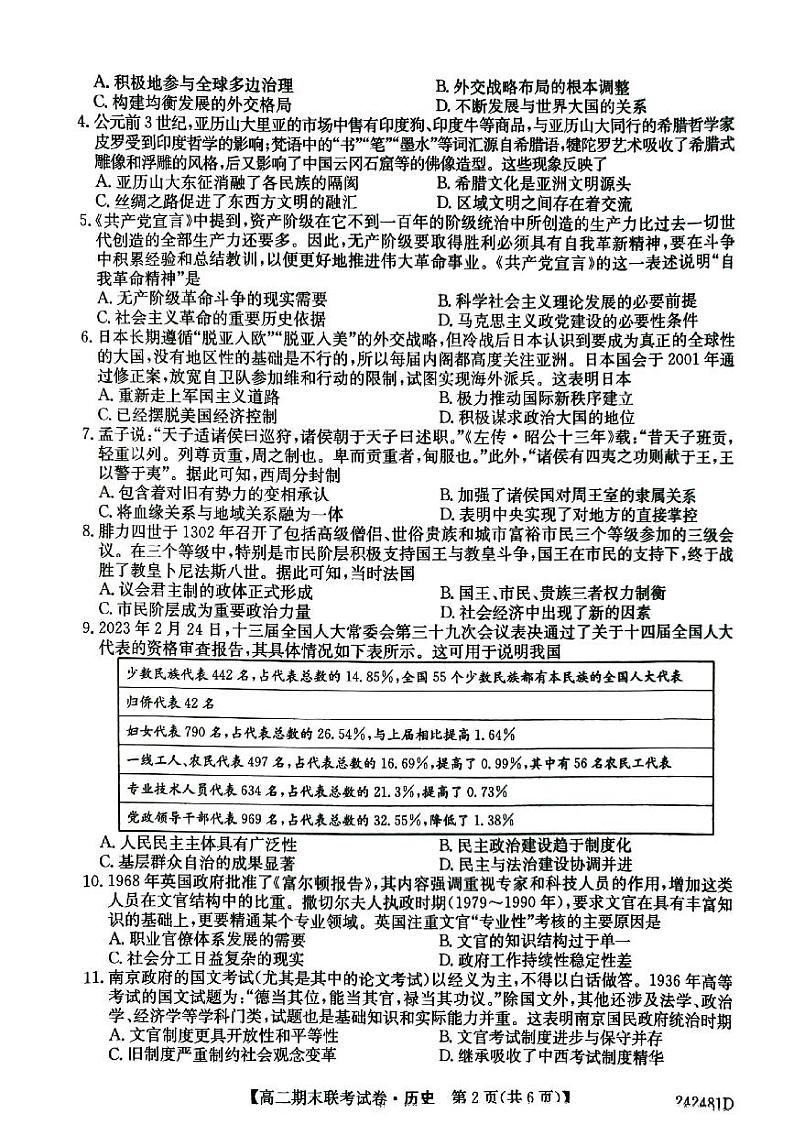 辽宁省朝阳市建平县2023-2024学年高二上学期1月期末历史试题第2页