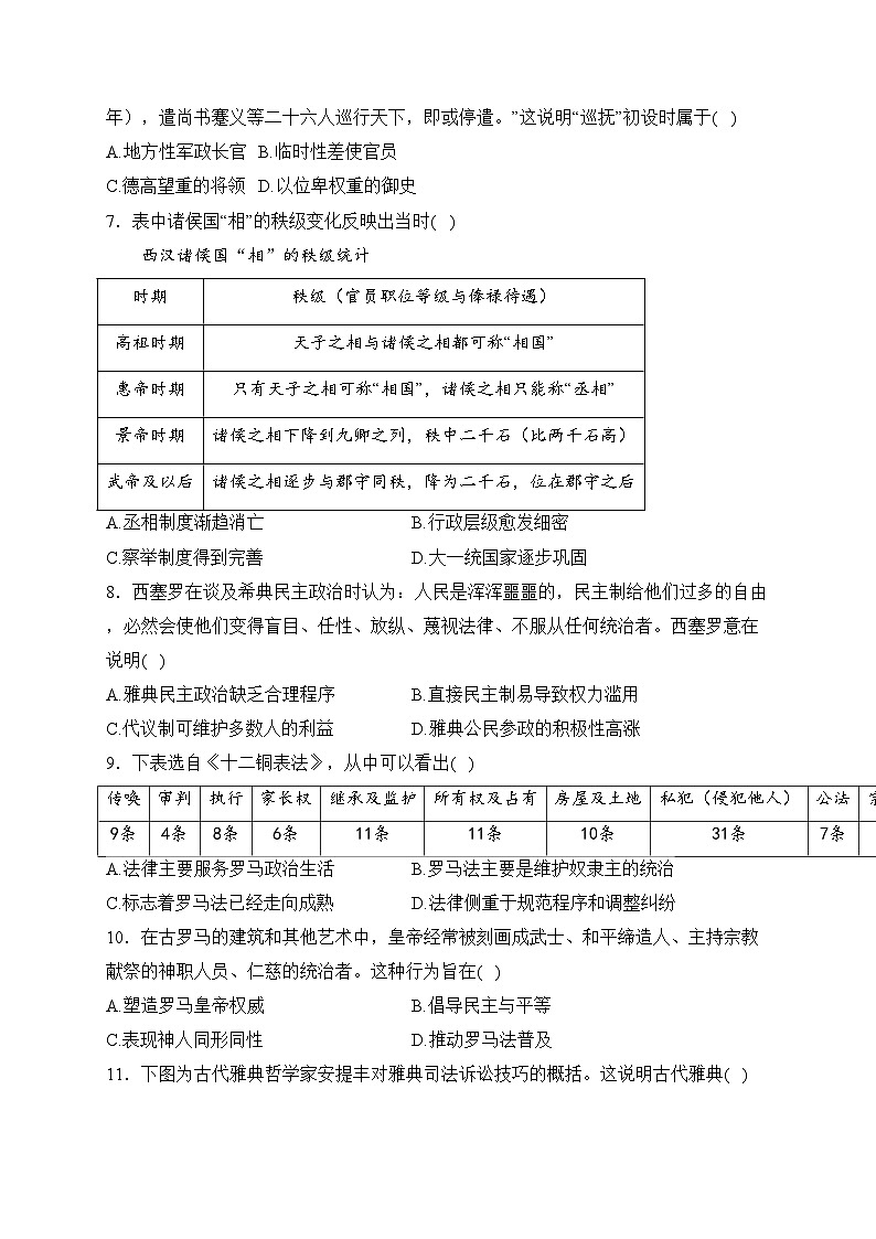 天津市第一百中学2023-2024学年高二上学期第一次月考历史试卷(含答案)第2页