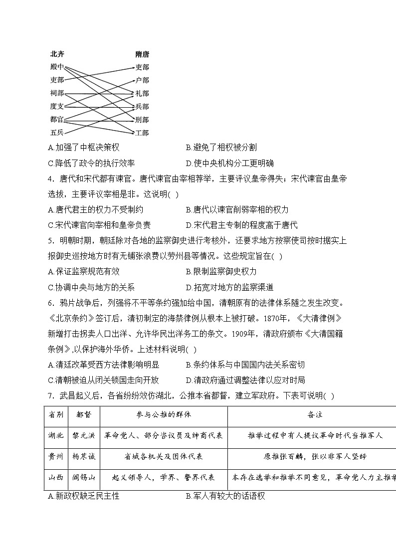 广东省深圳市南山为明学校2023-2024学年高二上学期期中考试历史试卷(含答案)第2页