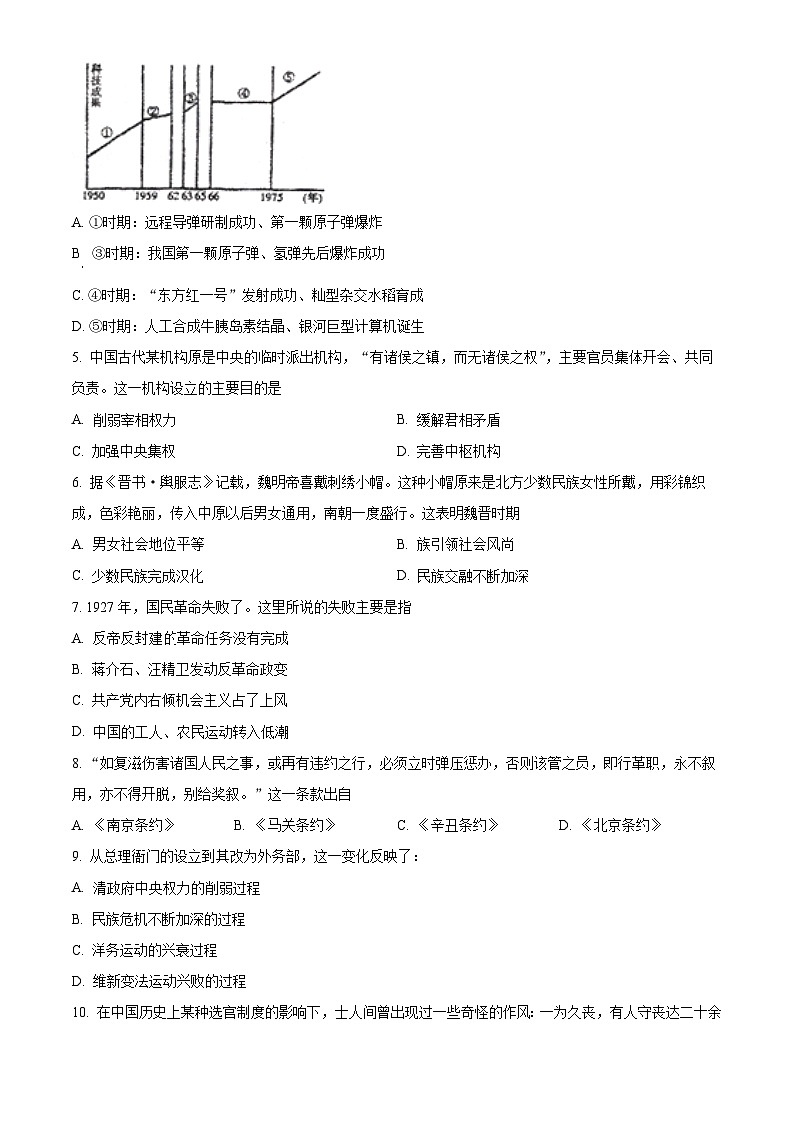 河南省周口恒大中学2023-2024学年高一上学期期末考试历史试题（Word版附解析）02
