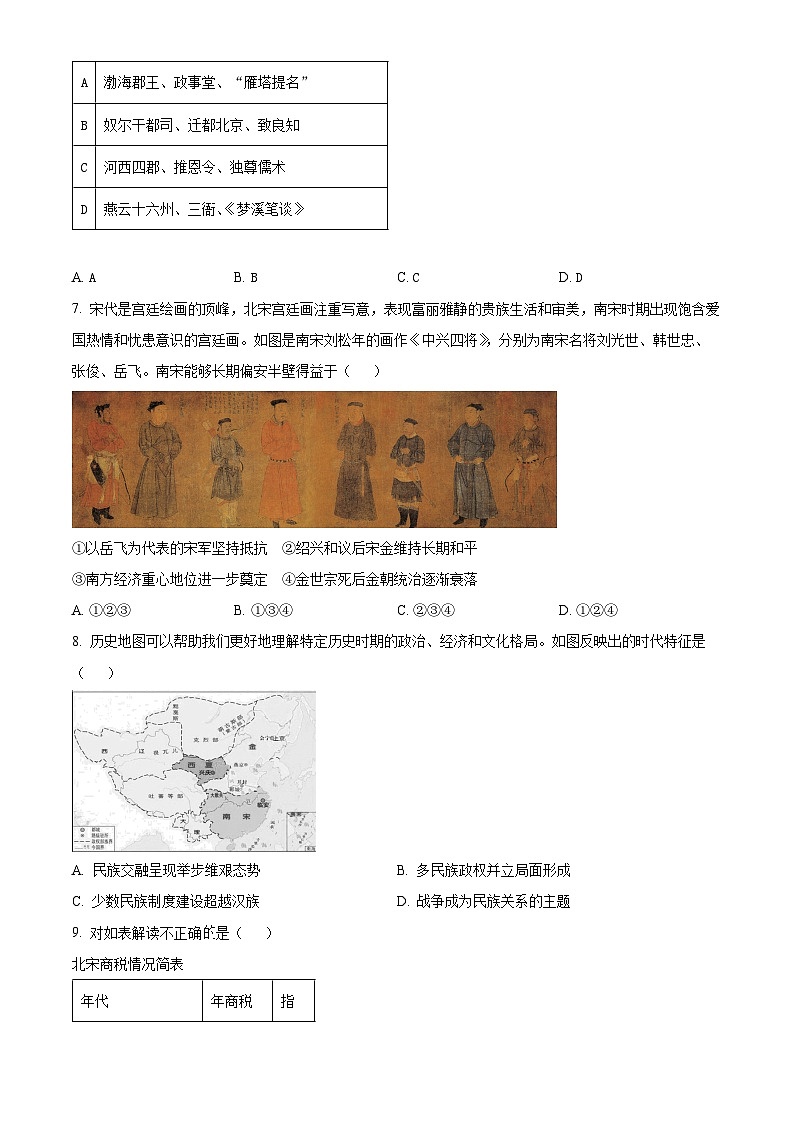 2024台州高一上学期1月期末考试历史含解析第2页