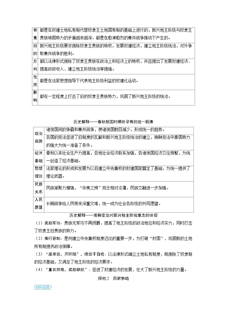 备考2024届高考历史一轮复习素养聚焦第一单元从中华文明起源到秦汉统一多民族封建国家的建立与巩固第2讲诸侯纷争与变法运动第2页