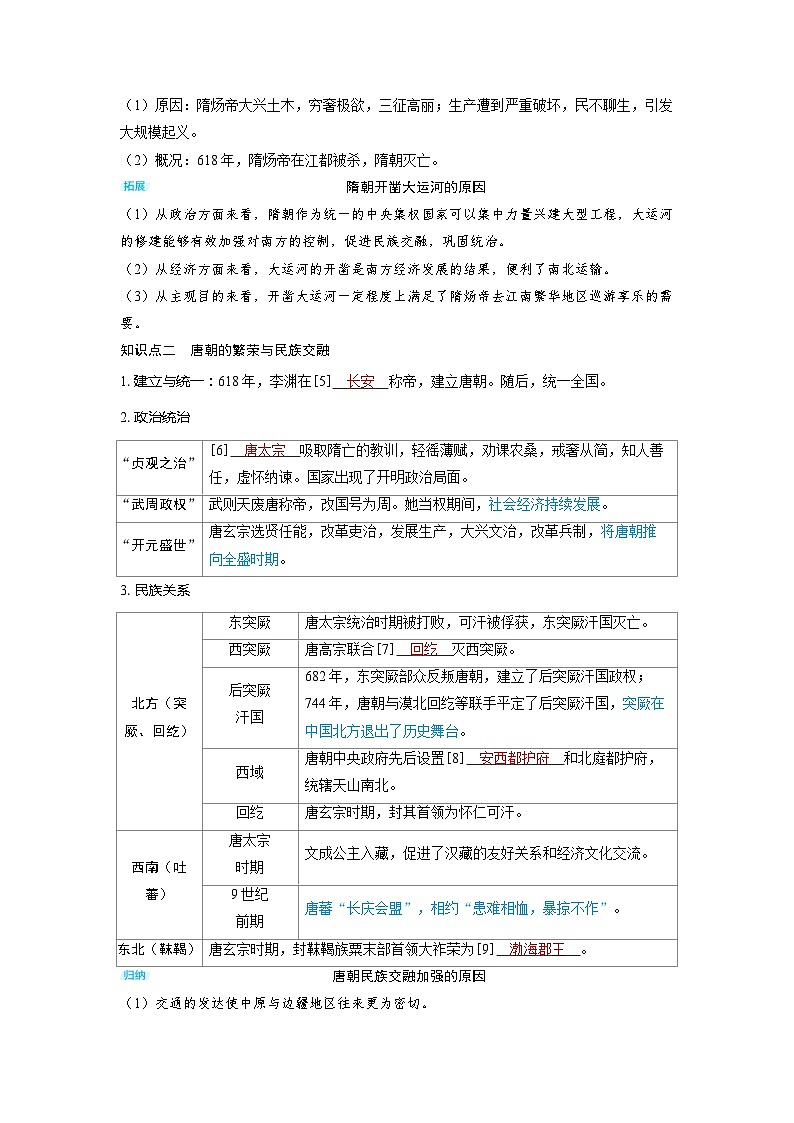 备考2024届高考历史一轮复习讲义第二单元三国两晋南北朝的民族交融与隋唐统一多民族封建国家的发展第6讲隋唐盛衰及其制度上的重要建树第2页