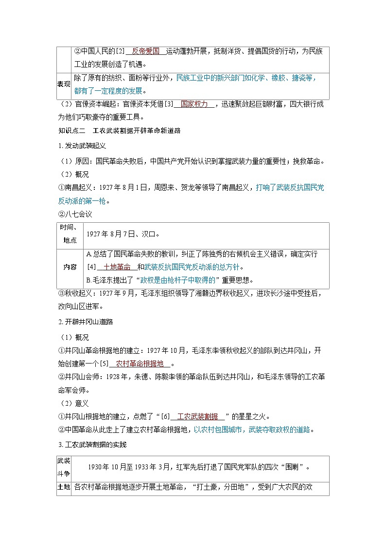 备考2024届高考历史一轮复习讲义第七单元新民主主义革命第17讲南京国民政府的统治和中国共产党开辟革命新道路第2页